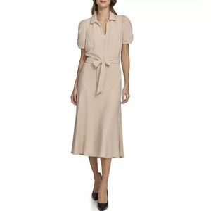 Harper Rose Ruched Sleeve Polo Collar Midi Dress Sz 4